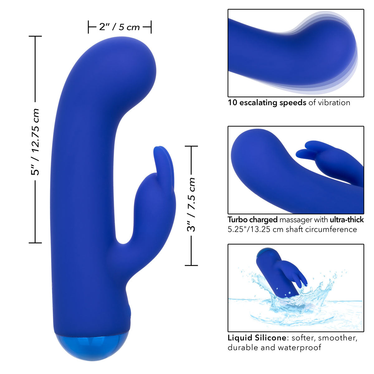 CalExotics® – Thicc – Chubby Bunny - Liquid Silicone Vibrator - Blue