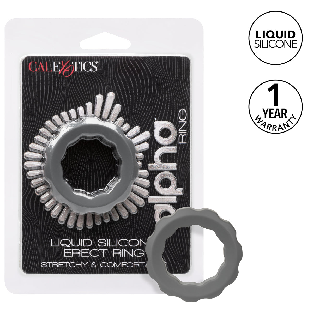 CalExotics® - Alpha Ring - Liquid Silicone Erect Ring - Grey