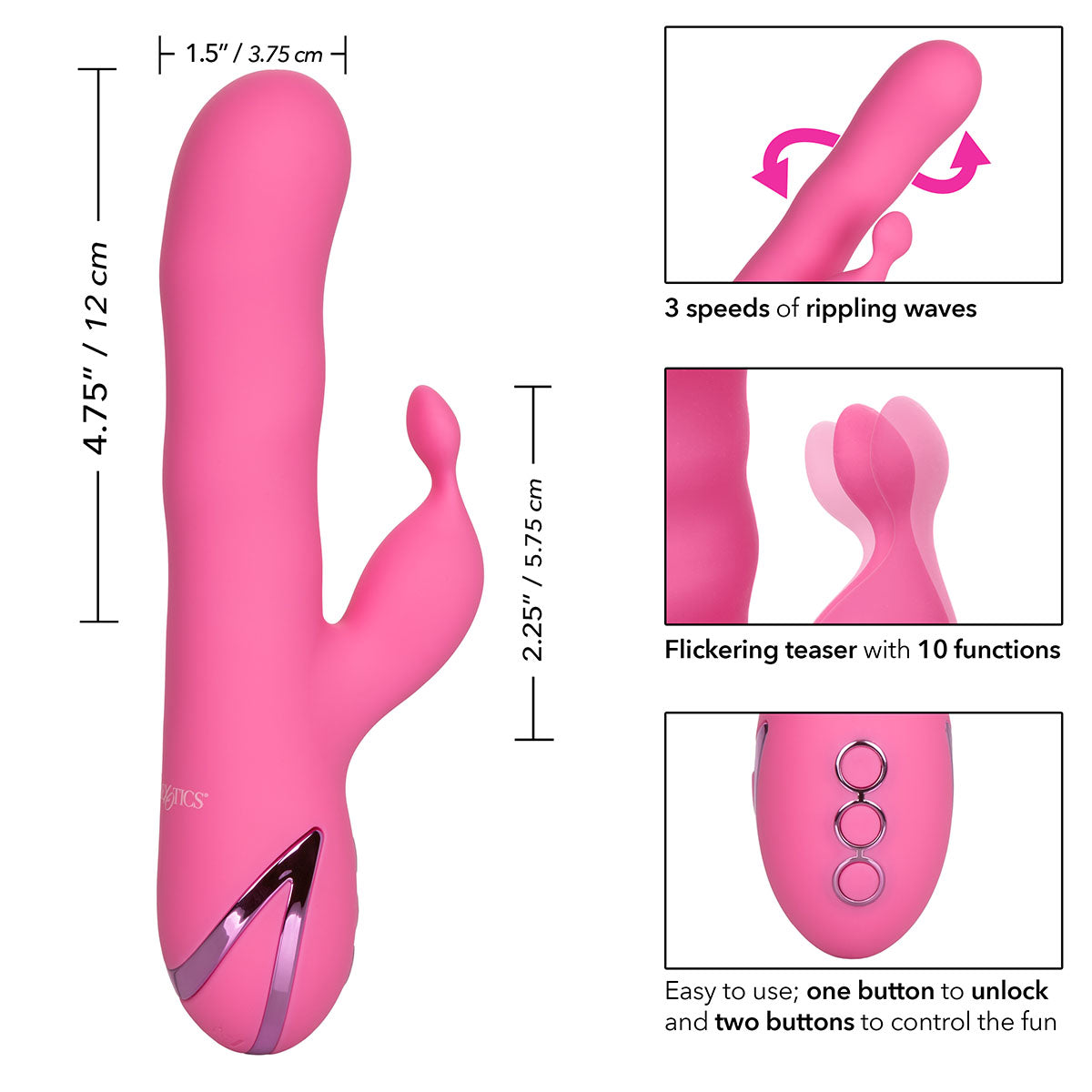 CalExotics® California Dreaming – Santa Barbara Surfer Dual Vibrator – Pink