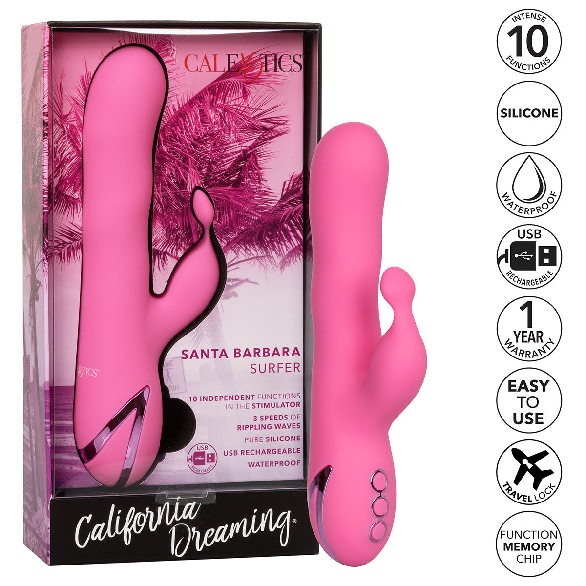 CalExotics® California Dreaming – Santa Barbara Surfer Dual Vibrator – Pink
