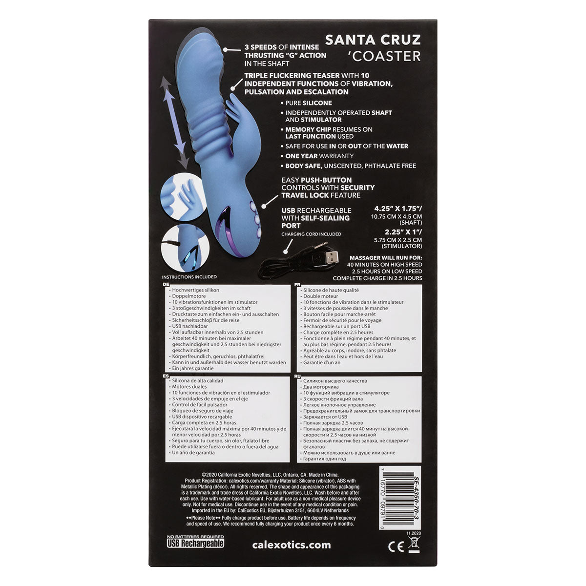 CalExotics® California Dreaming – Santa Cruz Coaster Dual Vibrator – Blue