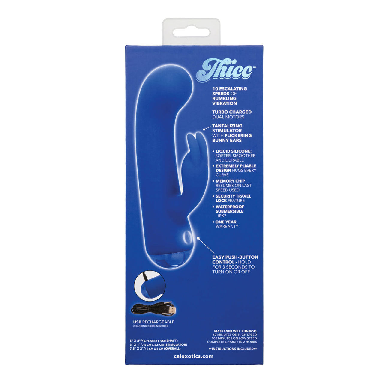 CalExotics® – Thicc – Chubby Bunny - Liquid Silicone Vibrator - Blue