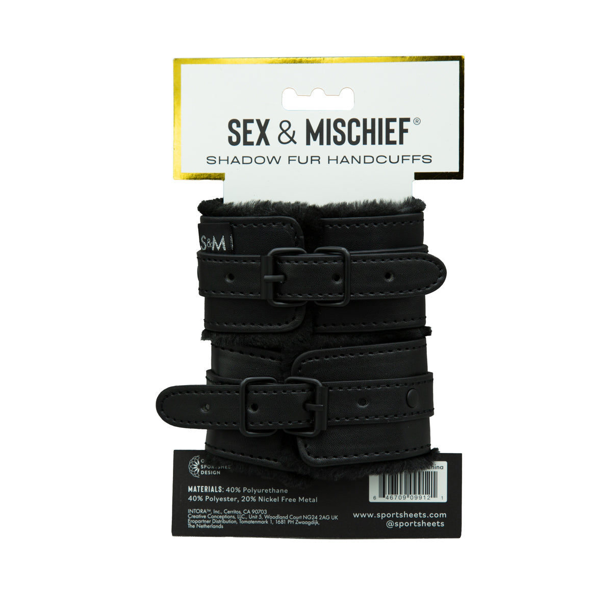Sportsheets Sex & Mischief - Shadow Fur Handcuffs - Black