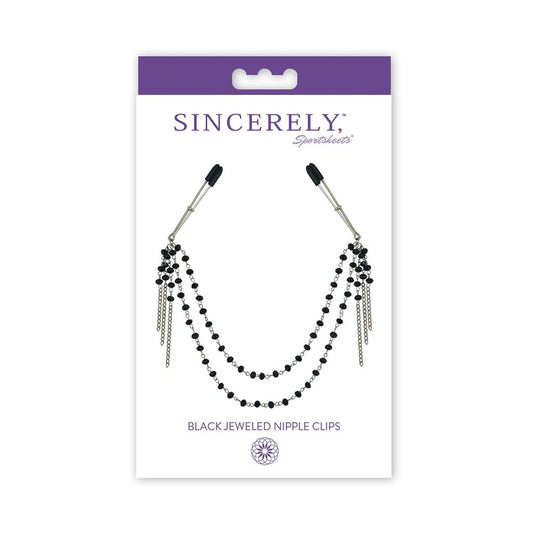 Sportsheets Sincerely Black Jewelled Tweezer Nipple Clips