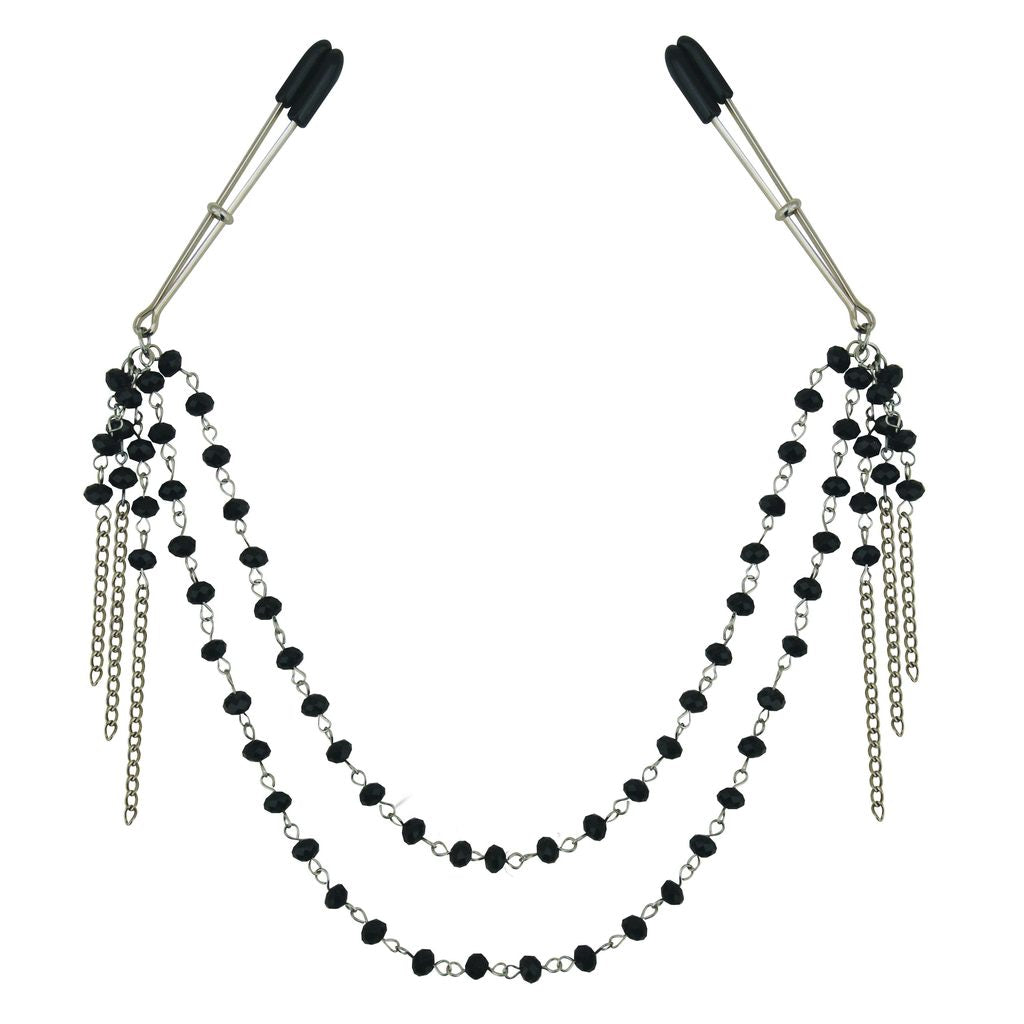 Sportsheets Sincerely Black Jewelled Tweezer Nipple Clips