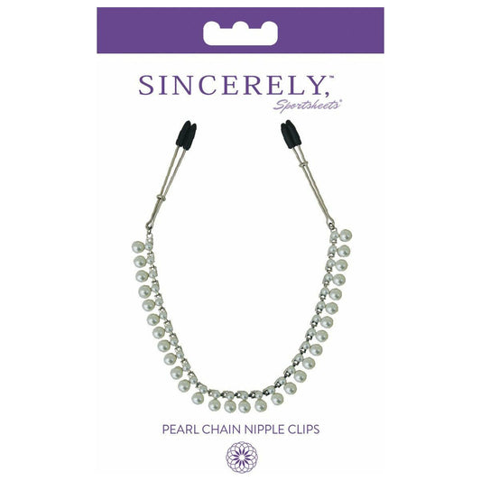 Sportsheets Sincerely - Pearl Chain Tweezer Nipple Clips