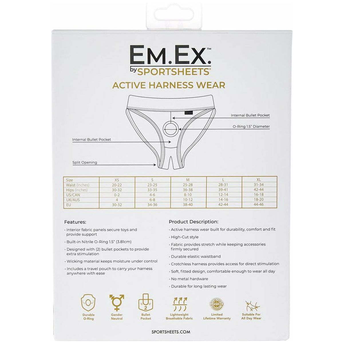 Sportsheets Em Ex – Silhouette Harness – Black - Medium