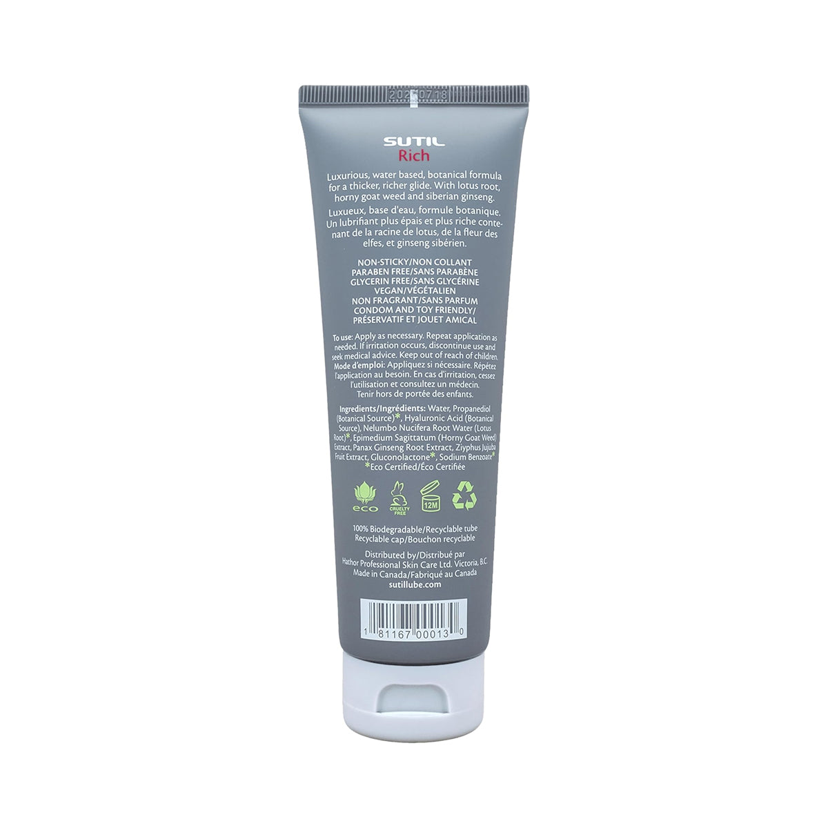 SUTIL Rich Water Based Personal Lubricant – 2/4/8 oz.