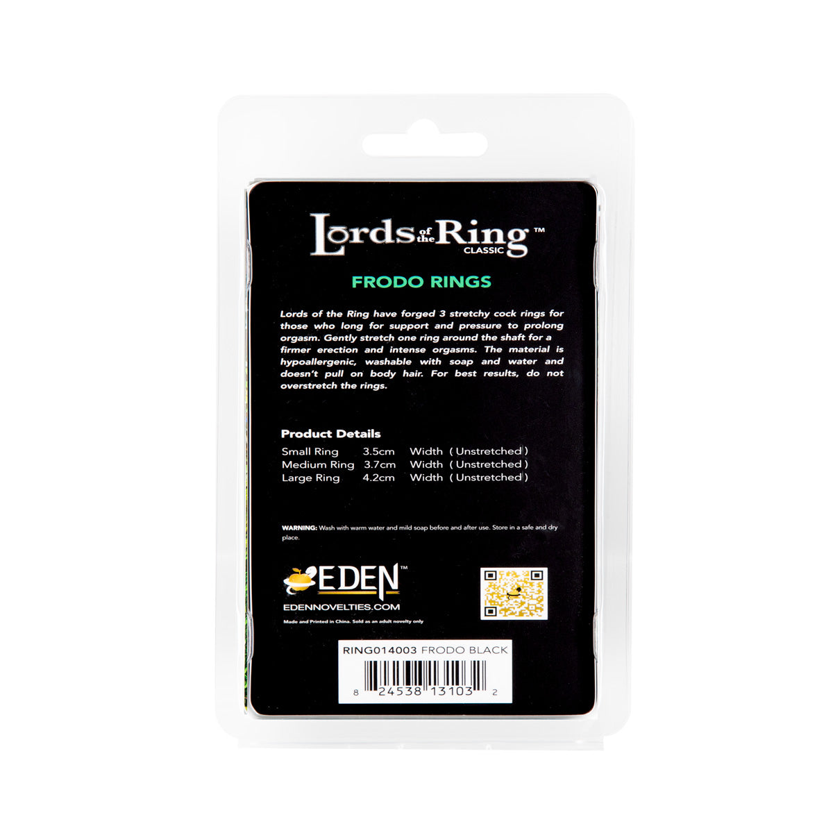 Lords of the Ring Collection - Frodo Rings Black - 3 Pack