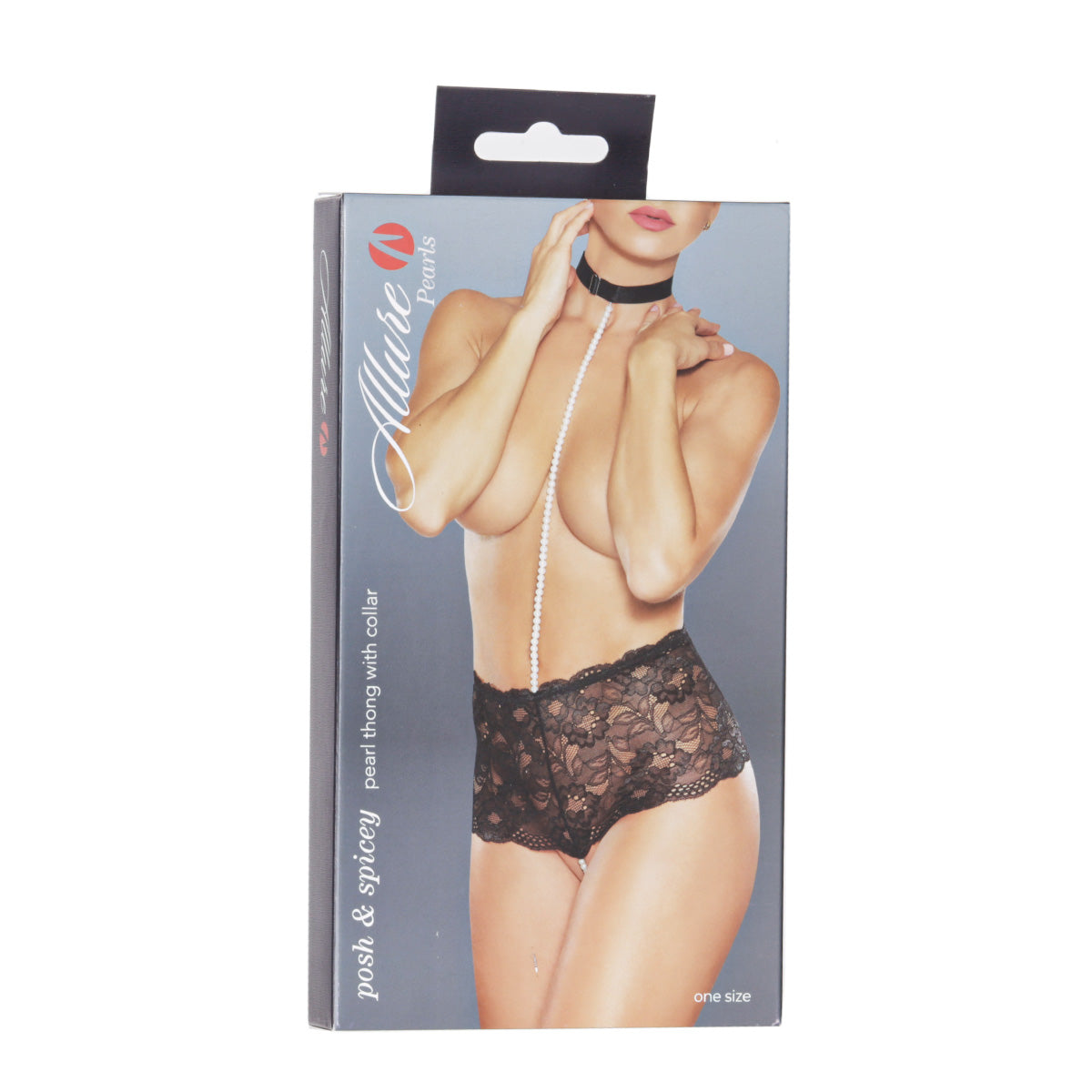 Allure Posh & Spicy Pearl Thong with Halter Neck –  Black – One Size Fits Most