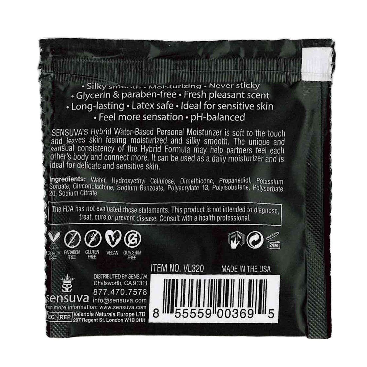 Sensuva – Hybrid Formula Personal Moisturizer - Original - Foil 6ml/0.20 fl oz.