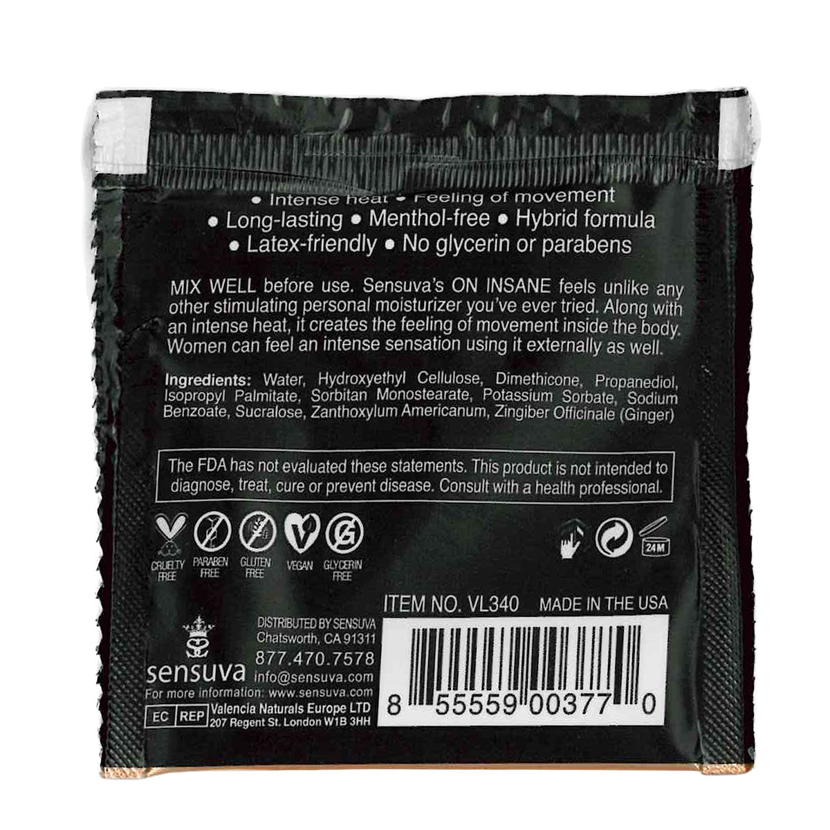 Sensuva – Ultra-Stimulating ON INSANE - Original - Foil 6ml/0.20 fl oz.