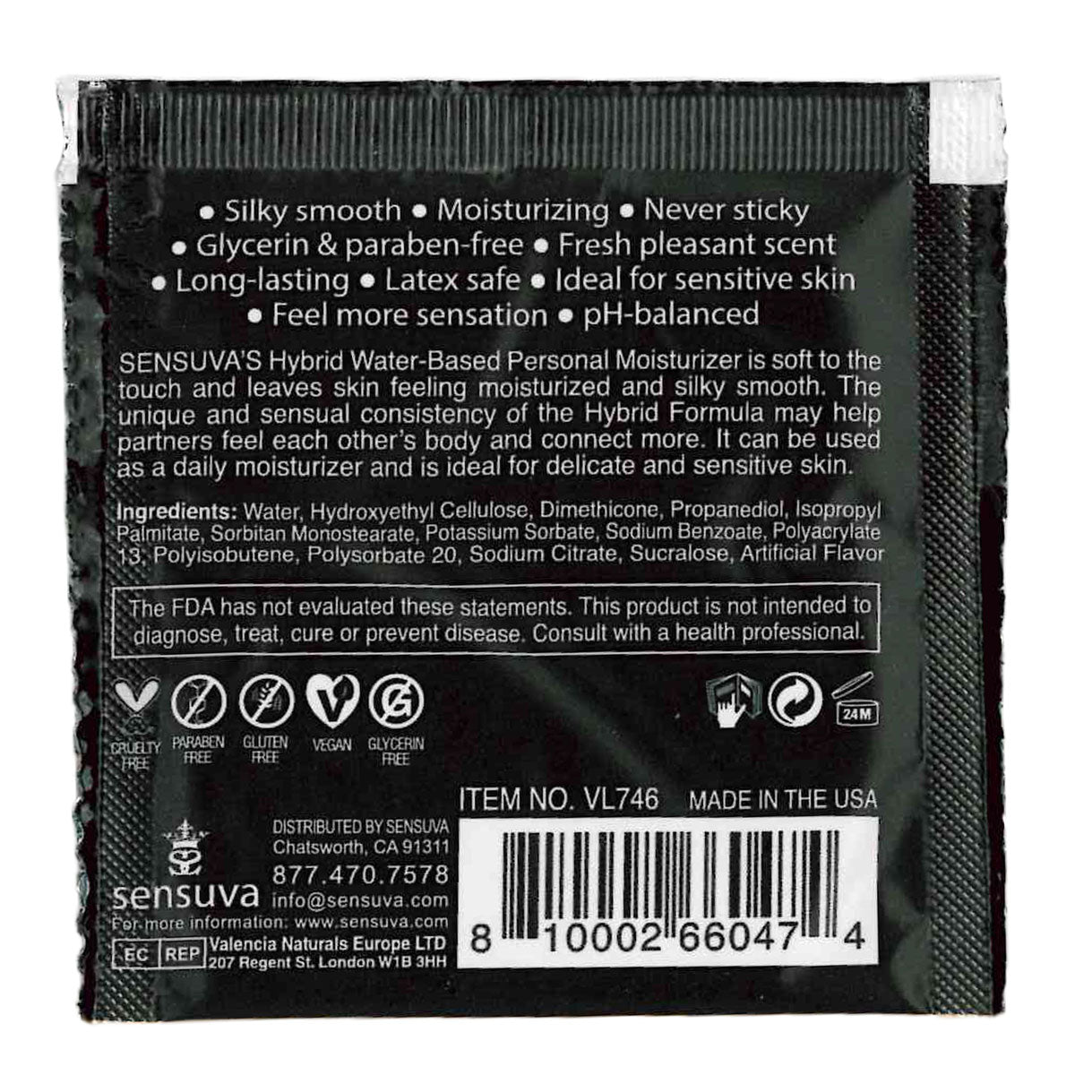 Sensuva – Hybrid Formula Personal Moisturizer - Cotton Candy - Foil 6ml/0.20 fl oz.