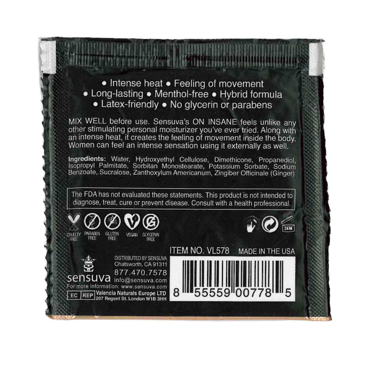 Sensuva – Ultra-Stimulating ON INSANE - Cinnabun - Foil 6ml/0.20 fl oz.