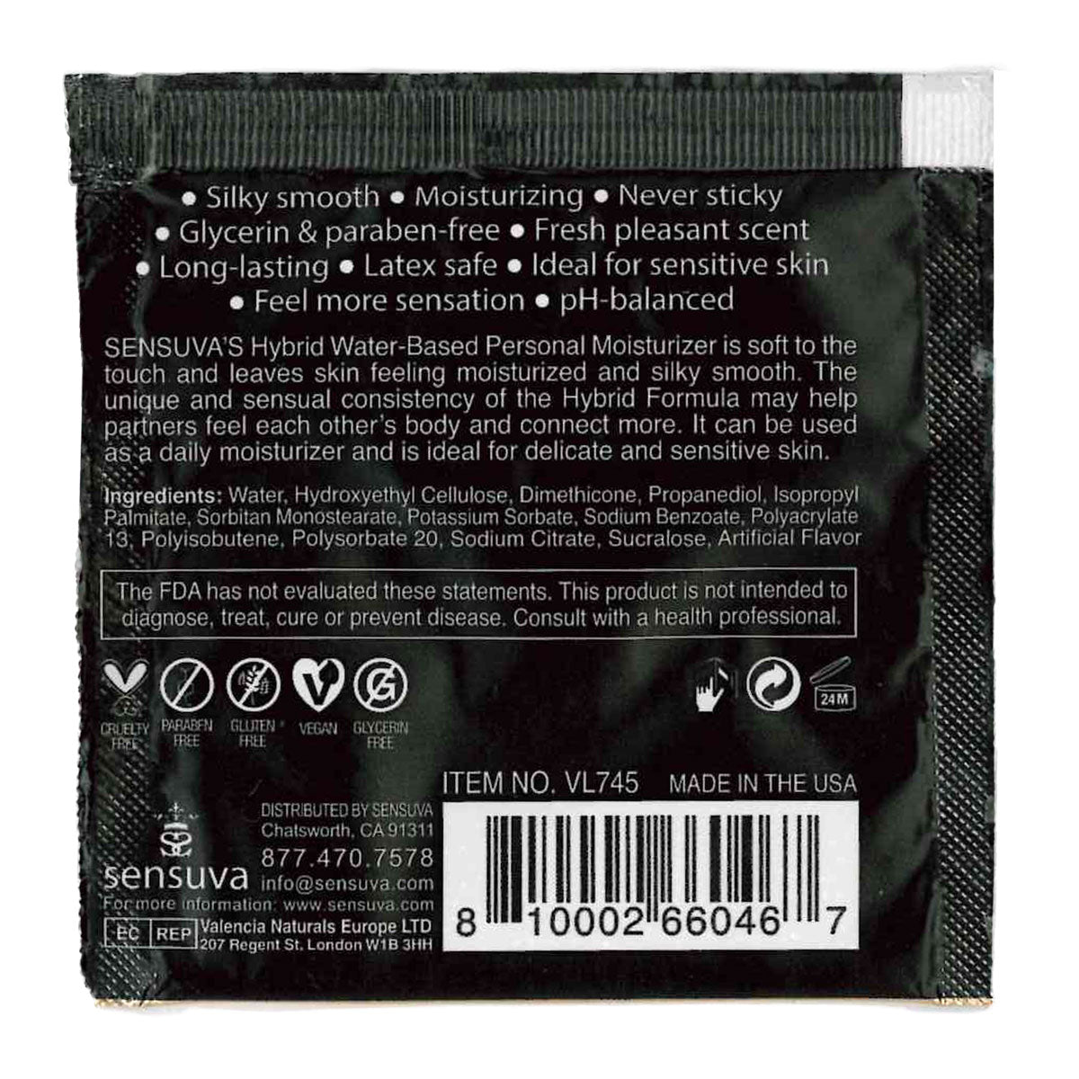 Sensuva – Hybrid Formula Personal Moisturizer - Strawberry - Foil 6ml/0.20 fl oz.