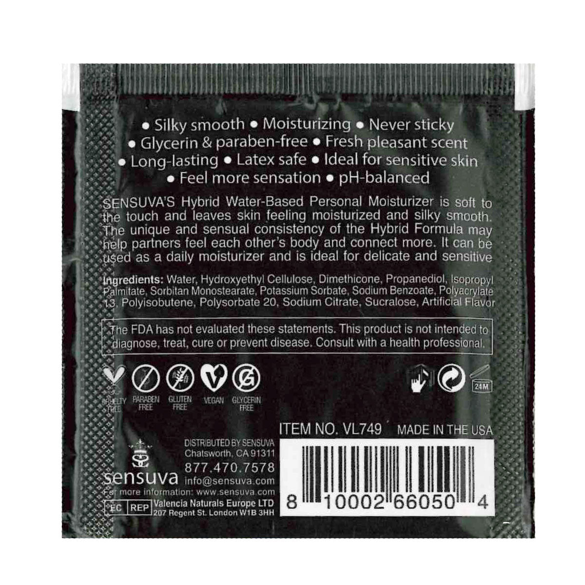 Sensuva – Hybrid Formula Personal Moisturizer - Salted Caramel - Foil 6ml/0.20 fl oz.