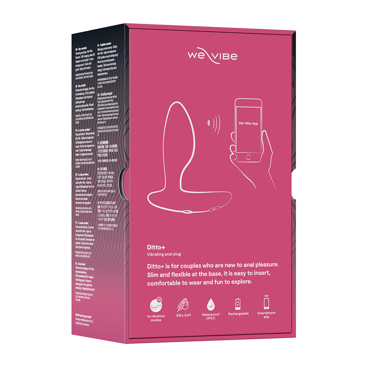 We-Vibe® - Ditto+ - Vibrating Anal Plug with Remote - Cosmic Pink