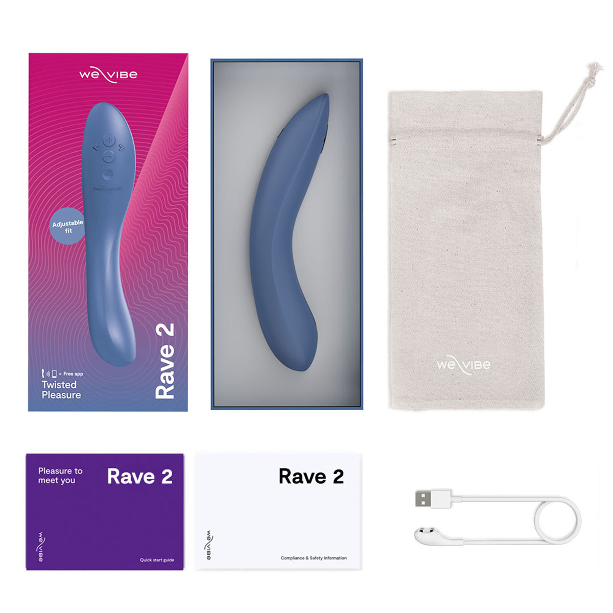 We-Vibe® - Rave 2 – Twisted Pleasure - G-Spot Vibrator – Blue
