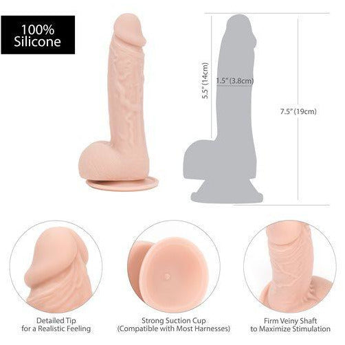 Addiction Mark 7.5" Dildo With Balls with Bullet - Beige