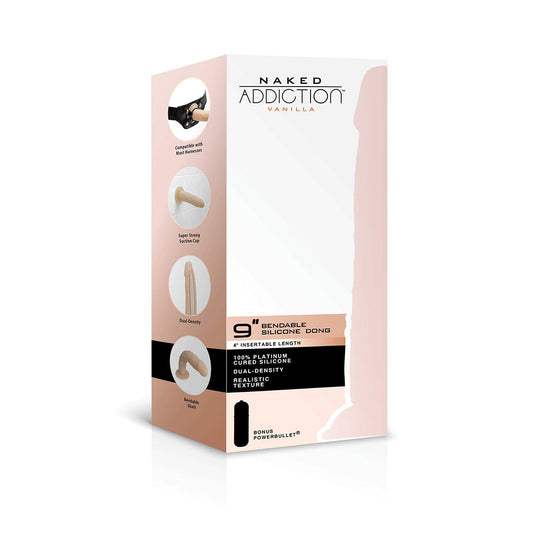 Naked Addiction - 9” Silicone Dual Density Bendable Dildo - Vanilla