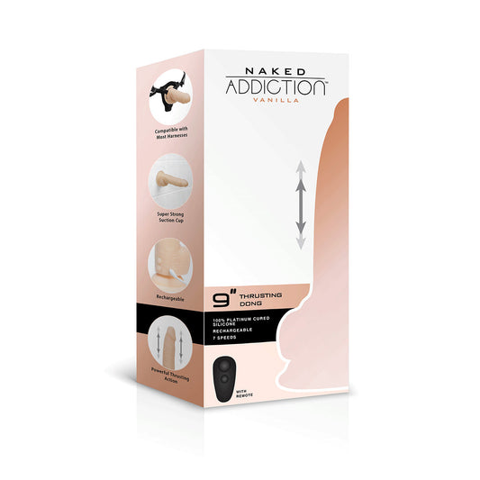 Naked Addiction 9” Thrusting Dildo with Remote - Vanilla