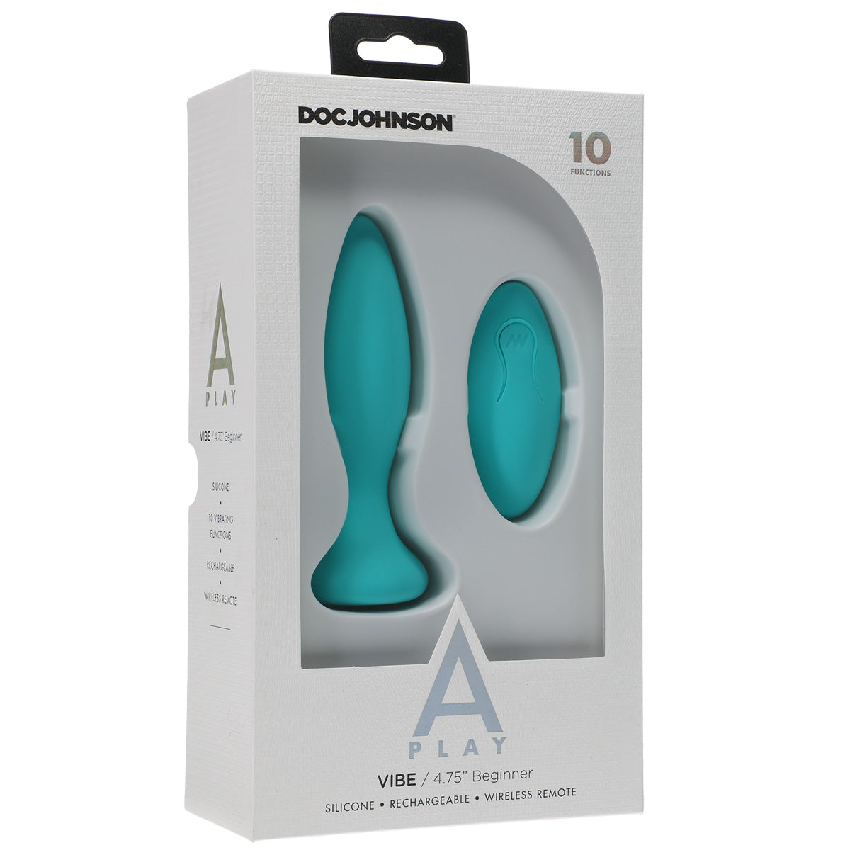 Doc Johnson A Play Beginner VIBE – Silicone Vibrating Butt Plug with Remote – Teal