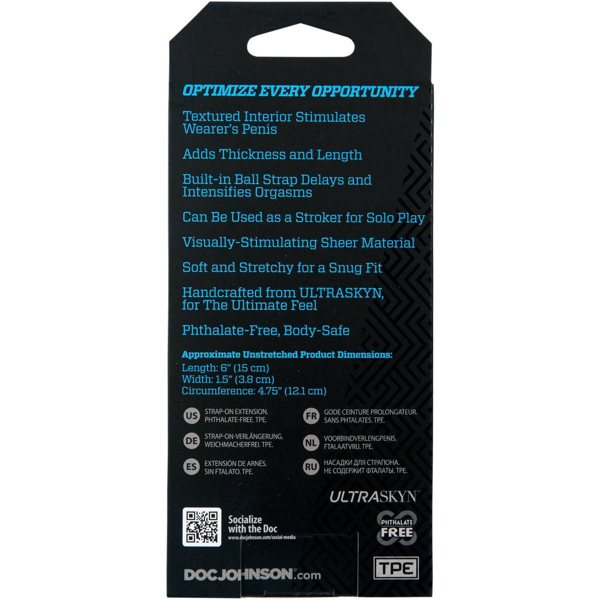 Doc Johnson OptiMALE – Penis Extension with Ball Strap – Thin