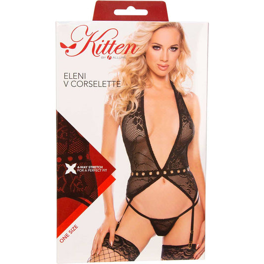 Kitten By Allure - Eleni V Corselette - One Size Fits Most - Black