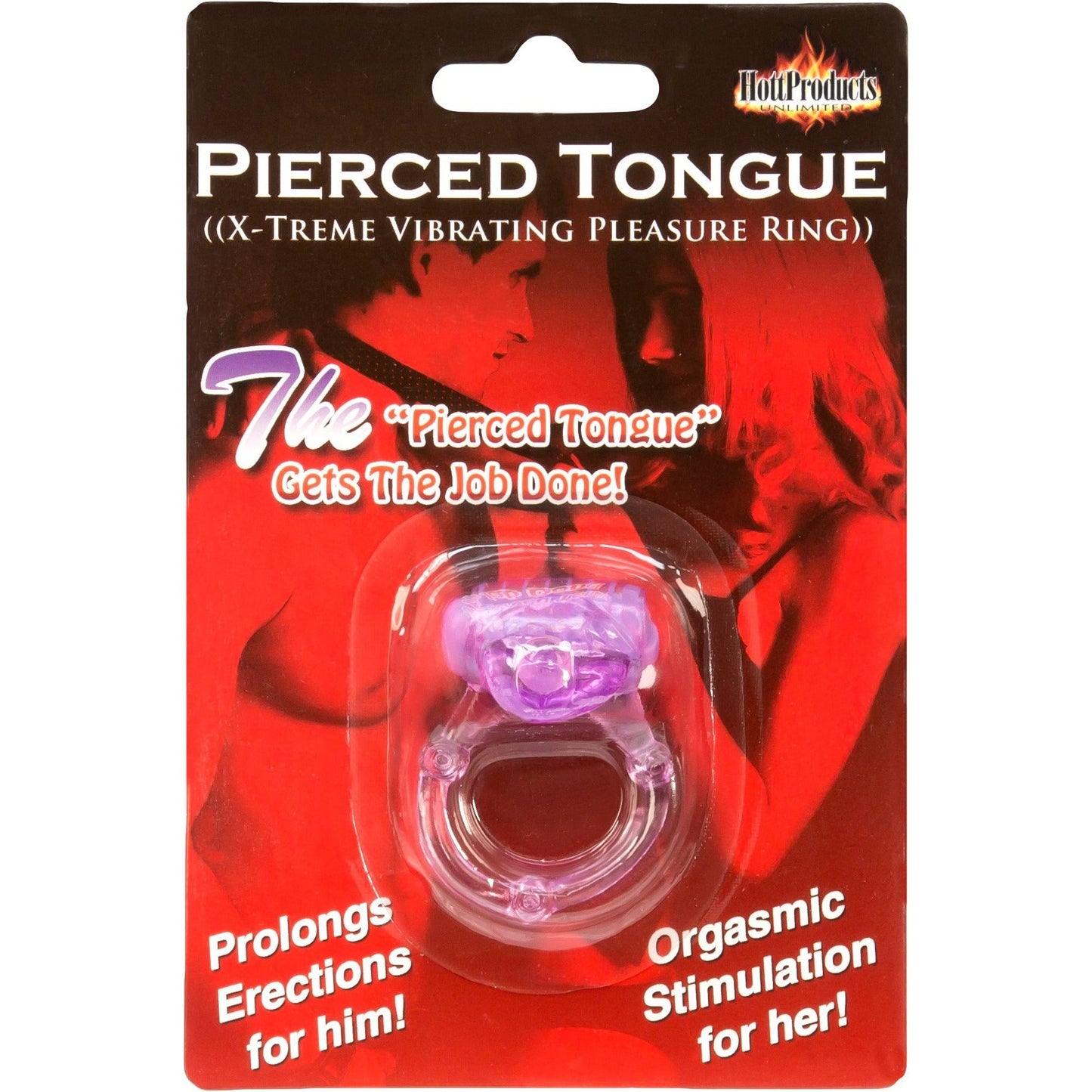 HottProducts Pierced Tongue Pleasure Ring - Vibrating Cock Ring - Purple