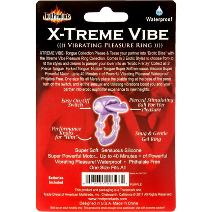 HottProducts Pierced Tongue Pleasure Ring - Vibrating Cock Ring - Purple