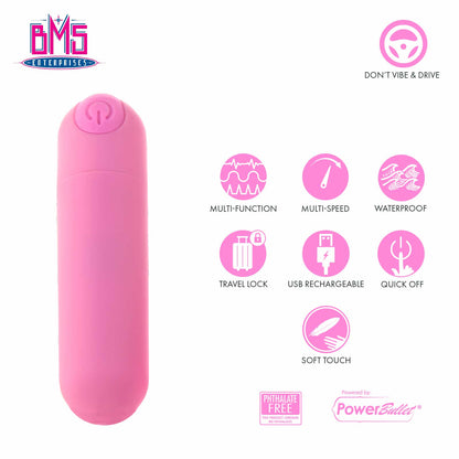 Pure Love® - Rechargeable Power Bullet With Silicone Case - Pink