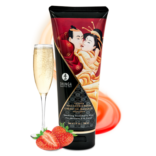 Shunga - Kissable Massage Creams Sparkling Strawberry Wine 7oz.