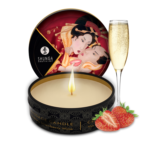Shunga - Mini Massage Candle Sparkling Strawberry Wine 30ml/1oz.