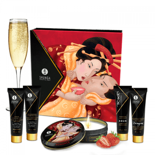 Shunga - Luxury Gift Sets - Geisha's Secrets - Sparkling Strawberry Wine