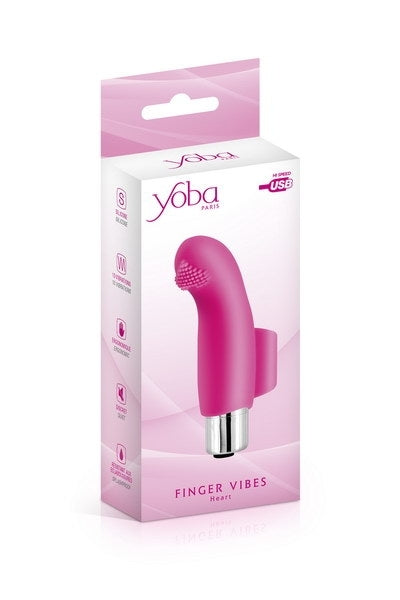 Yoba Heart Finger Vibrator USB Red