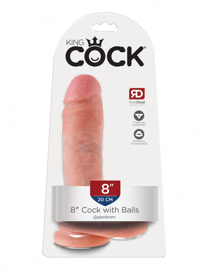 King Cock 8" Cock w Balls Light