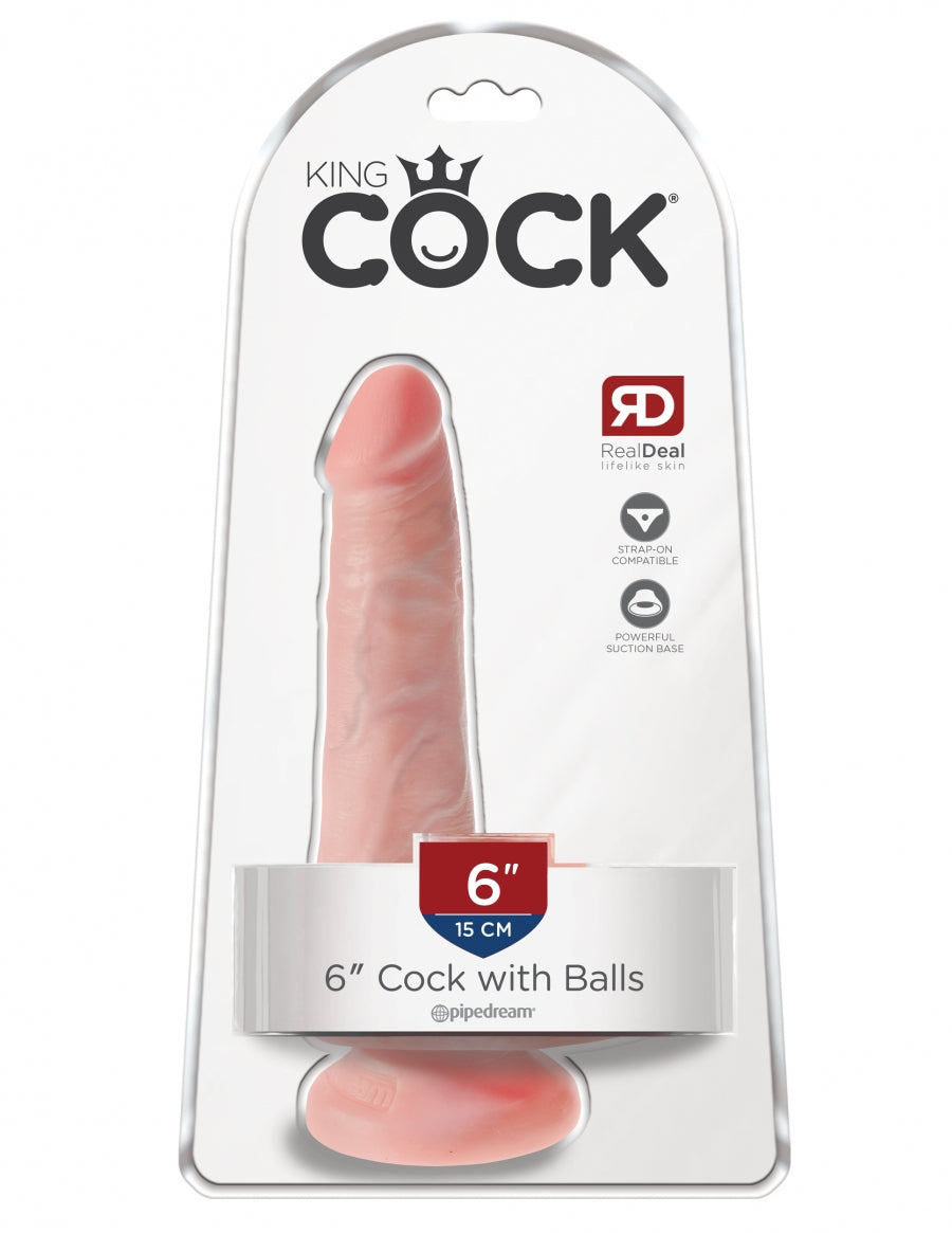 King Cock 6" Cock with Balls Light