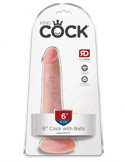 King Cock 6" Cock with Balls Light