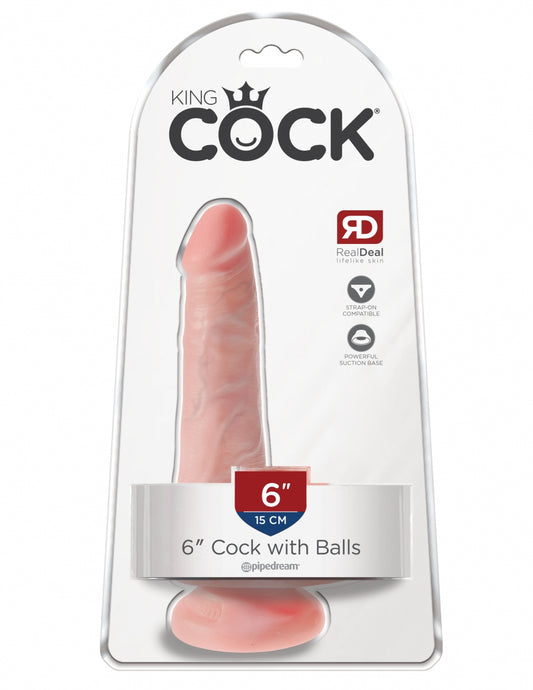 King Cock 6" Cock with Balls Light