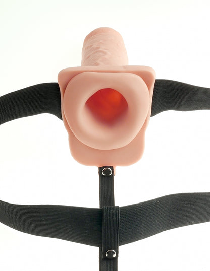 Fetish Fantasy 7" Hollow Rechargeable Strap-On with Balls, Flesh