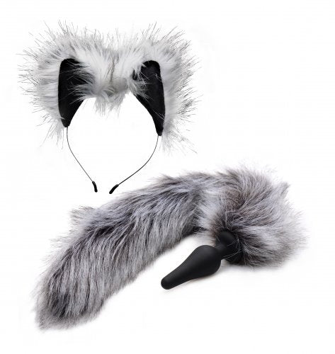 TAILZ Grey Wolf Tail Anal Plug and Ears Set