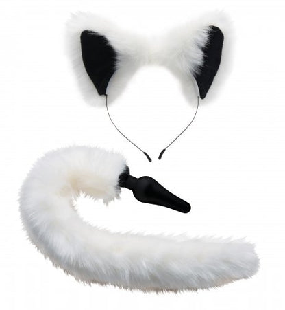 TAILZ White Fox Tail Anal Plug and Ears Set