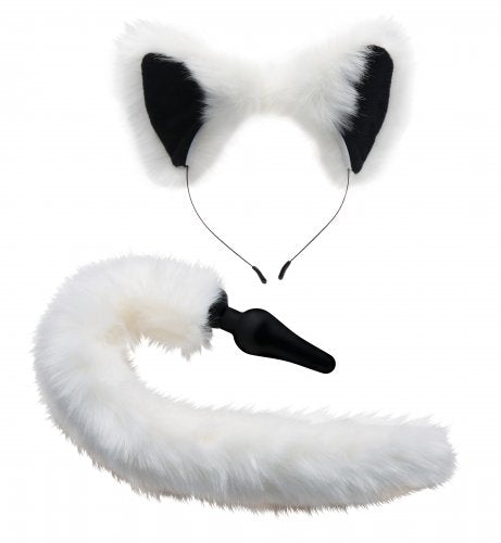 TAILZ White Fox Tail Anal Plug and Ears Set
