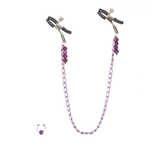 California Exotic Nipple play Purple Chain Nipple Clamps