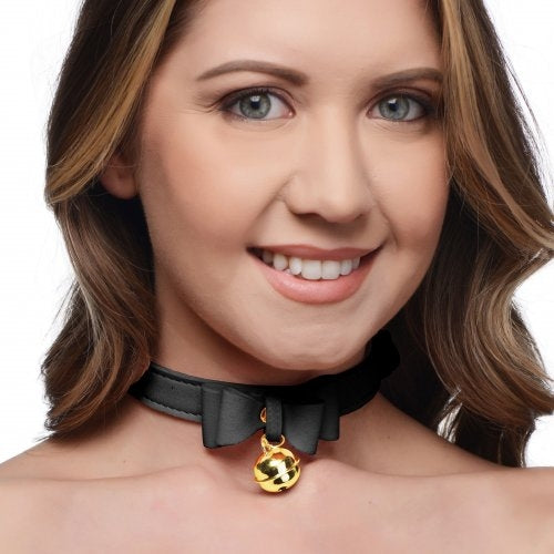 Master Series Golden Kitty Cat Bell Collar - Black/Gold
