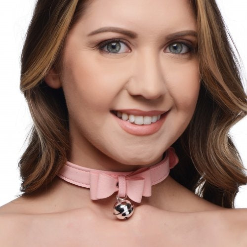 Master Series Golden Kitty Cat Bell Collar - Pink/Silver