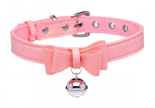 Master Series Golden Kitty Cat Bell Collar - Pink/Silver