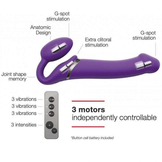 StrapOnMe Vibrating Bendable Strap-On Purple M (MSRP CAD$194.99)
