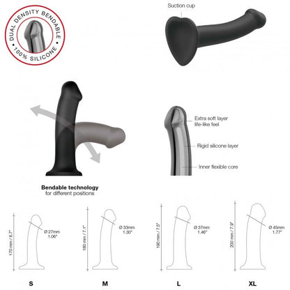 StrapOnMe Semi-Realistic Dual Density Bendable Dildo Black XL (MSRP CAD$134.99)
