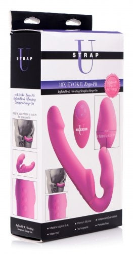 Strap U 10x Evoke Ergo Fit Inflatable & Vibrating Silicone Strapless Strap-on